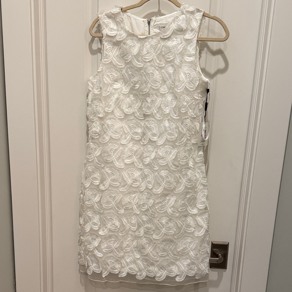 Calvin Klein Floral embroidered organza fabric Sleeveless Mini Dress Size 6
